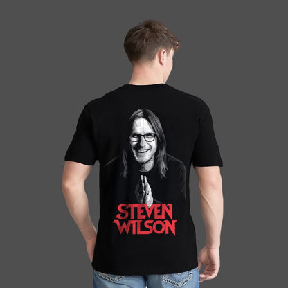 Regular fit Steven Wilson black t-shirt featuring a graphic print of the artist on the back