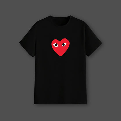 Steven Wilson black t-shirt with a red heart design featuring eyes on the front