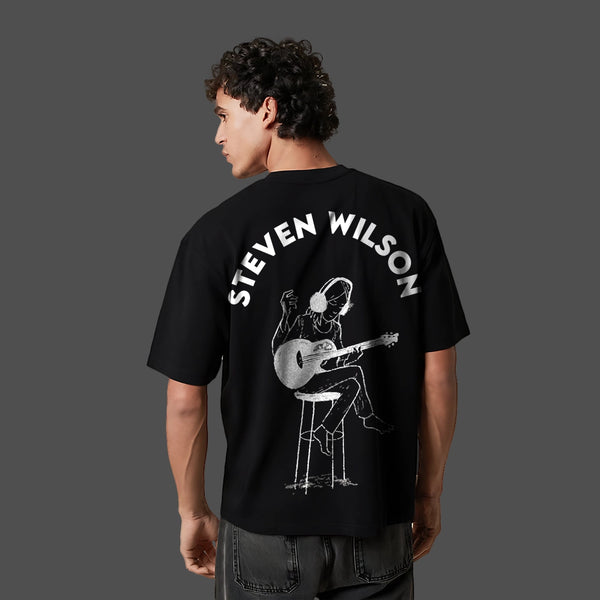 Steven Wilson Guitar Oversized Fit Black T-Shirt