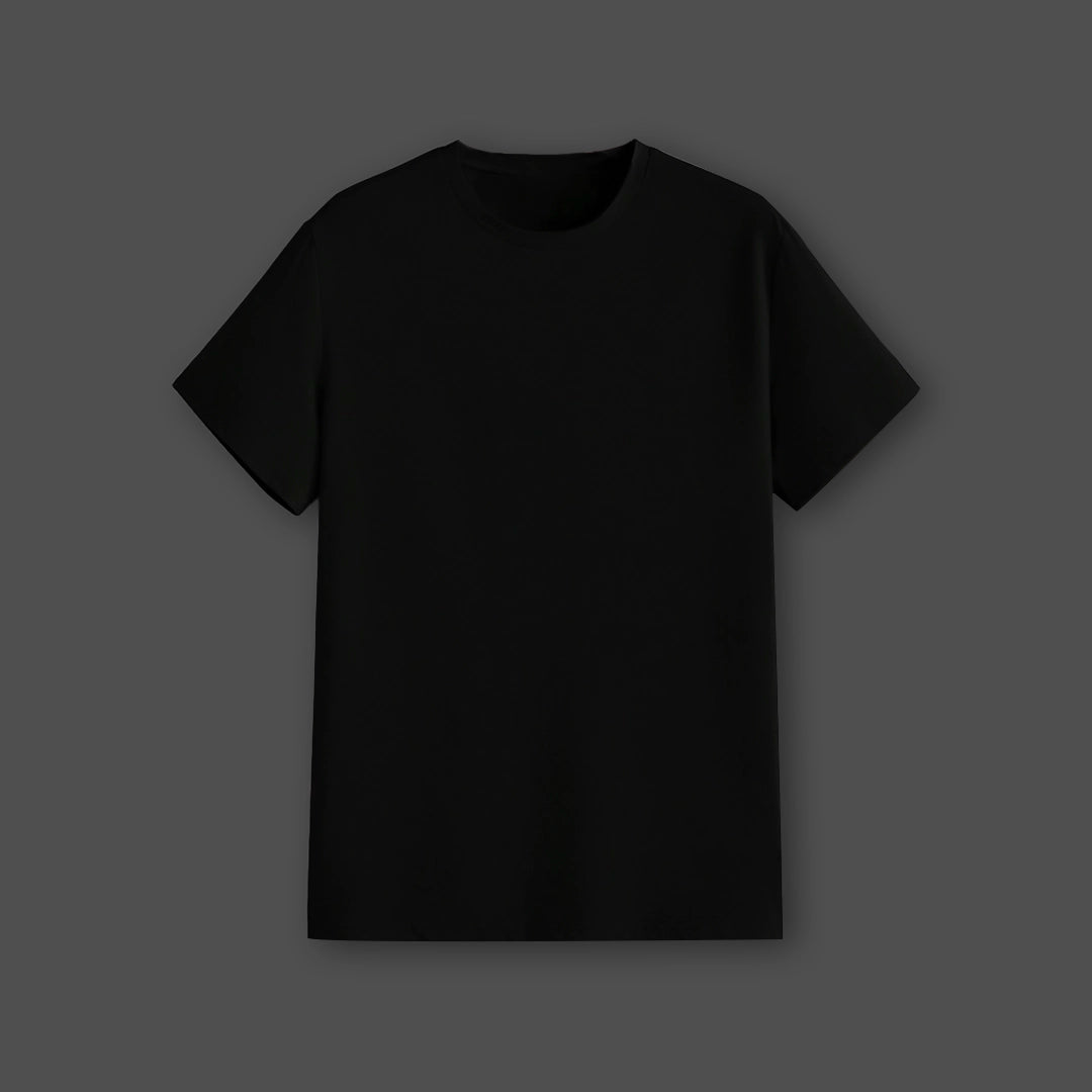 Vlack custom black tshirt regular fit plain crew neck short sleeve cotton tee for everyday wear