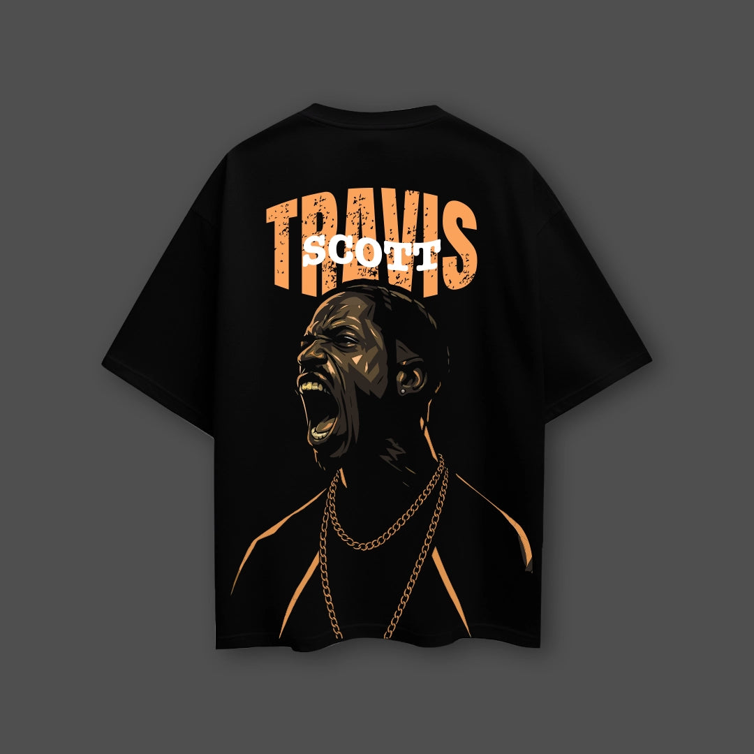Travis Scott scream oversized black t-shirt featuring bold graphic design and relaxed fit