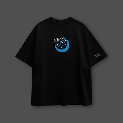 Umbreon oversized black t-shirt featuring a stylish blue graphic design on the front