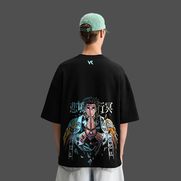 Gyomei Himejima Demon Slayer Black Oversized Fit T-Shirt