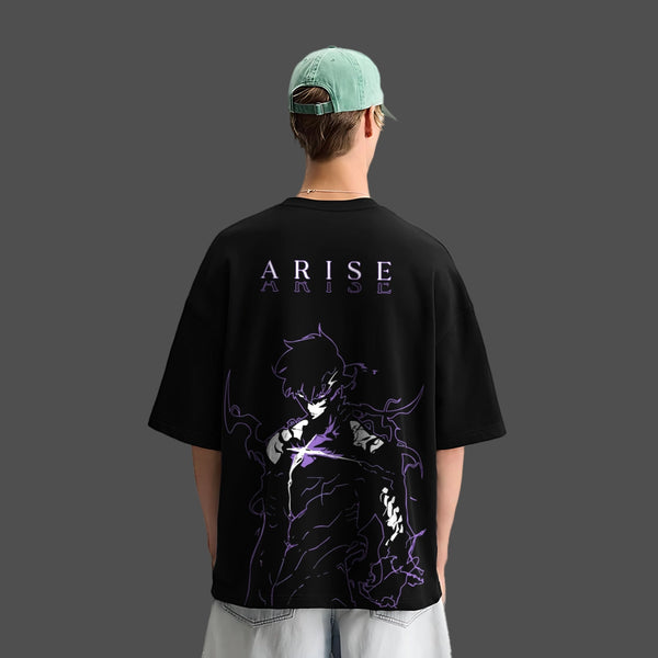 Shadow Monarch Arise Solo Leveling Black Oversized Fit T-shirt