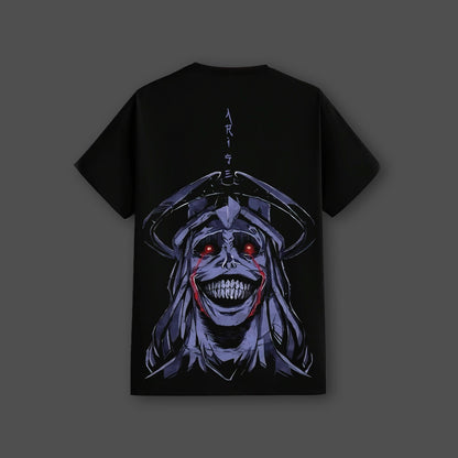 Shadow Monarch Black T-Shirt Vlack regular fit black tee with large eerie crowned skull design and red eyes