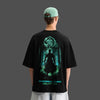 Roronoa Zoro - Green Flame Discipline - Black Oversize Fit T-Shirt