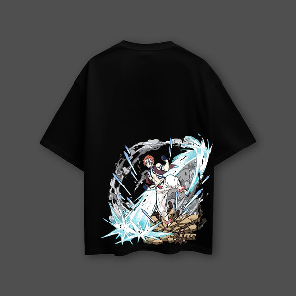 Akaza Frozen Impact - Demon Slayer Black Oversized Fit T-shirt