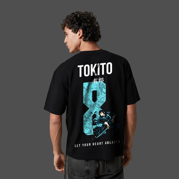 Muichiro Tokito Demon Slayer Black Oversized Fit T-Shirt