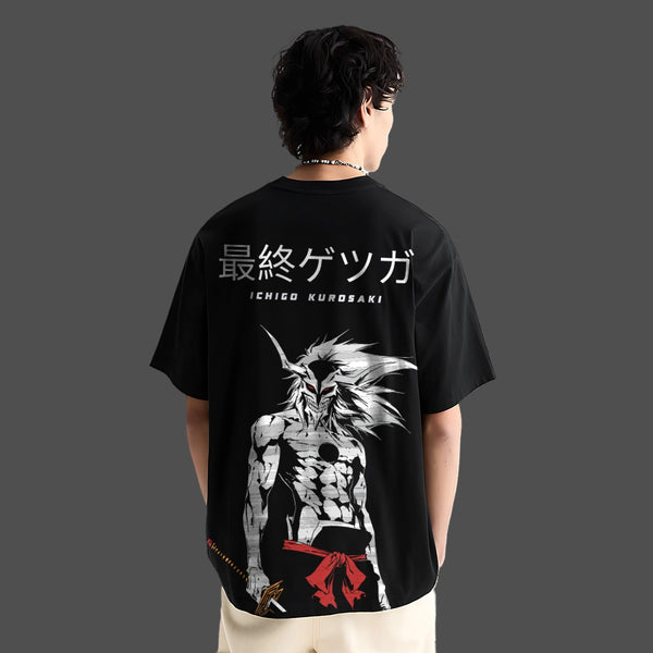 Ichigo Kurosaki Final Getsuga Tenshou Black Oversized Fit T-shirt