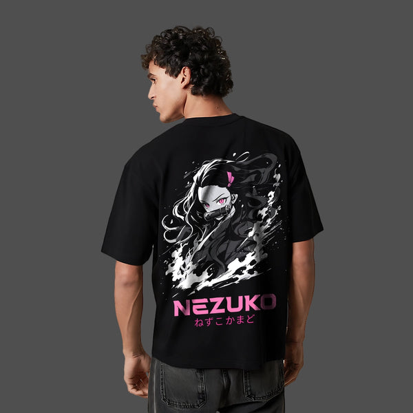 Nezuko Kamado Demon Slayer Black Oversized Fit T-Shirt