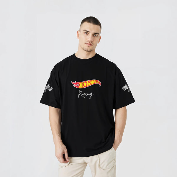 Vlack Hotwheels Racing Black Oversize Fit Tshirt
