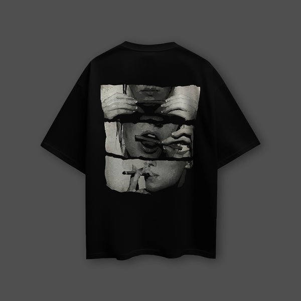 Ritual Of Release – Front Puff Print - Black Oversized T-Shirt
