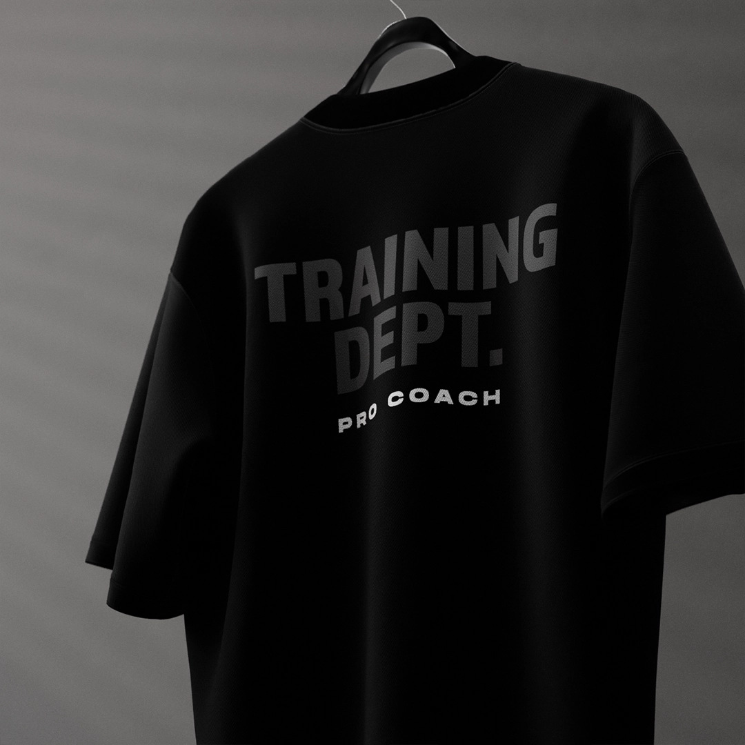 Vlack black oversized streetwear t-shirt featuring bold TRAINING DEPT. graphics