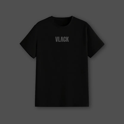 Vlack Regular Fit black streetwear t-shirt with subtle chest Vlack logo classic crew neck casual style