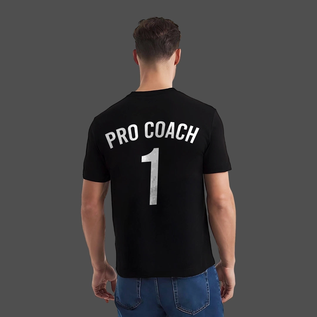 Vlack Black Streetwear T-Shirt featuring PRO COACH graphic on the back for a stylish look