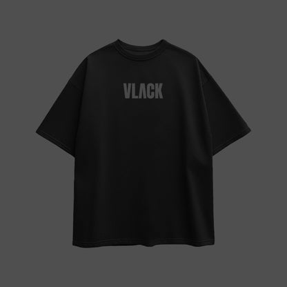 Vlack black logo oversized black t-shirt streetwear crew neck relaxed fit short sleeves