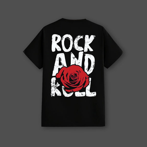 Rock And Roll Front Puff Print - Black Regular Fit T-Shirt
