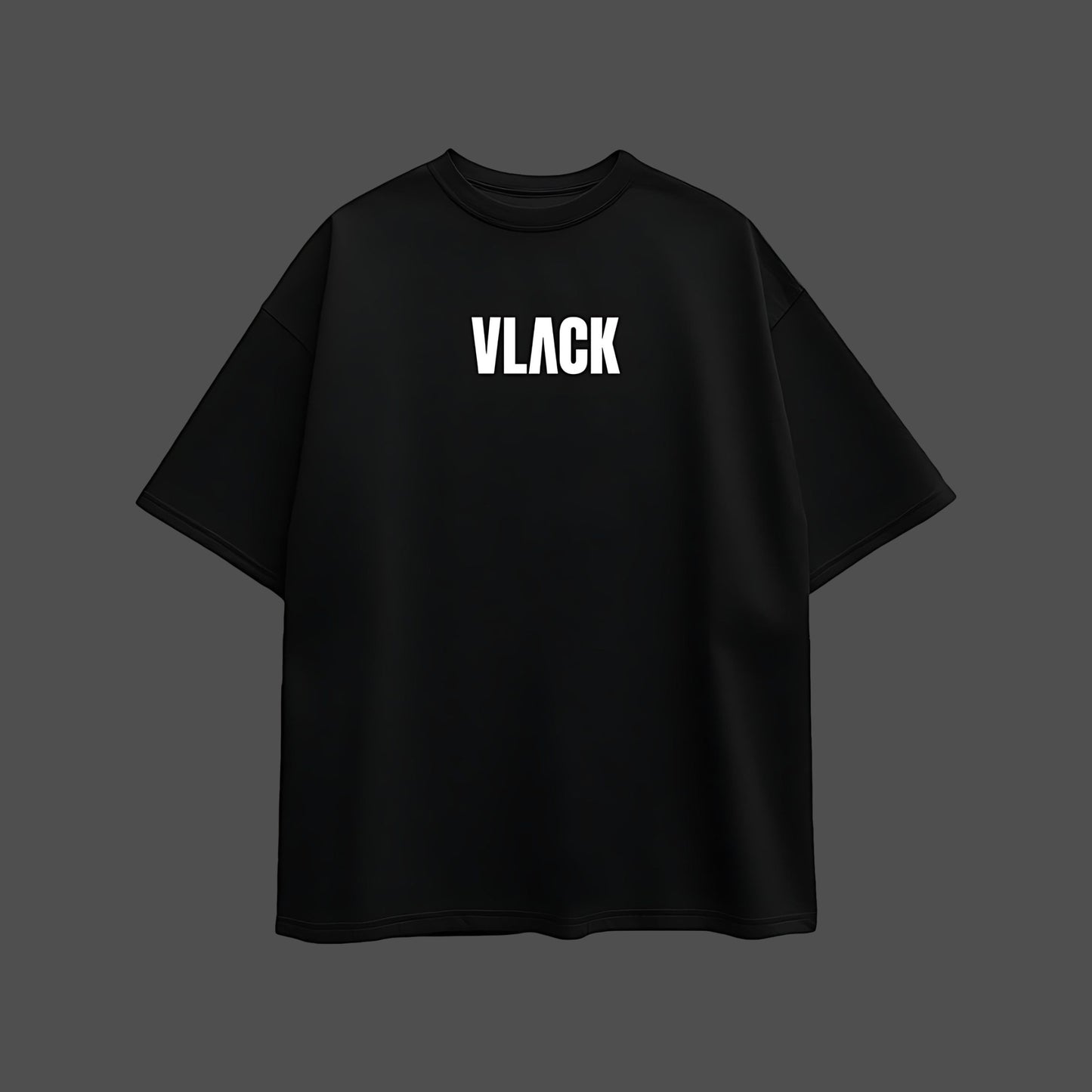 Solo Leveling black oversized tshirt Vlack black oversized tee with bold white VLACK logo on chest and crew neck