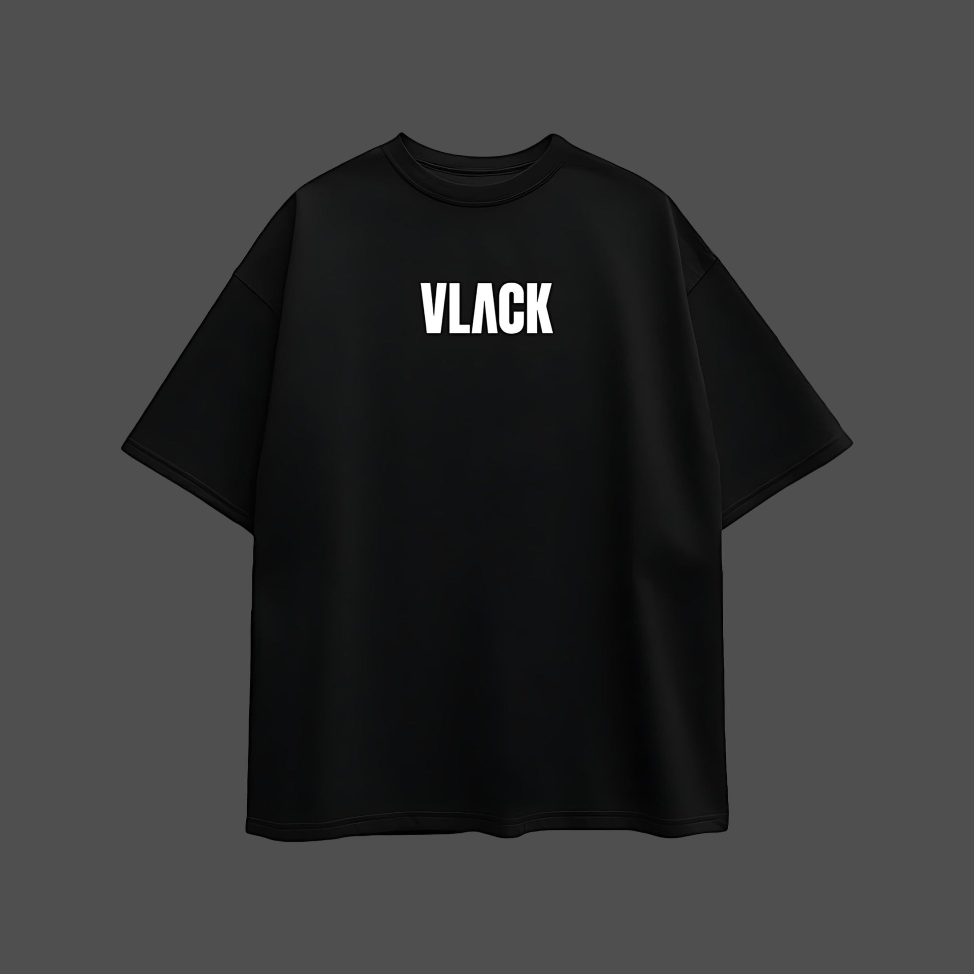 Solo Leveling black oversized tshirt Vlack black oversized tee with bold white VLACK logo on chest and crew neck