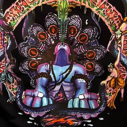 Vlack Black Mahadev Print Tshirt Mahadev Oversize Tshirt Shiva Oversize Tshirt Shiva Print Tshirt blue Shiva with serpent art