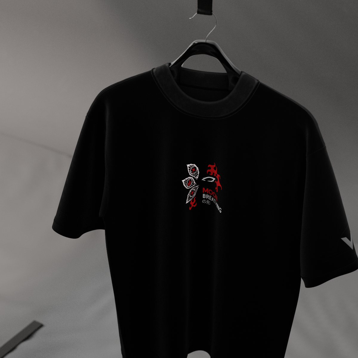 Yoriichi black oversized t-shirt featuring a unique graphic design on the front