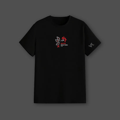 Yoriichi black t-shirt featuring Moon Breathing design for stylish casual wear