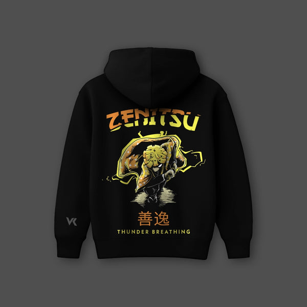 Vlack Zenitsu Thunder Breathing - Oversized Black Hoodie - 2